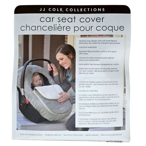 New Fleece Lined Car Seat Cover Baby Protection Winter Gray Quilted Zip JJ Cole - Picture 3 of 5